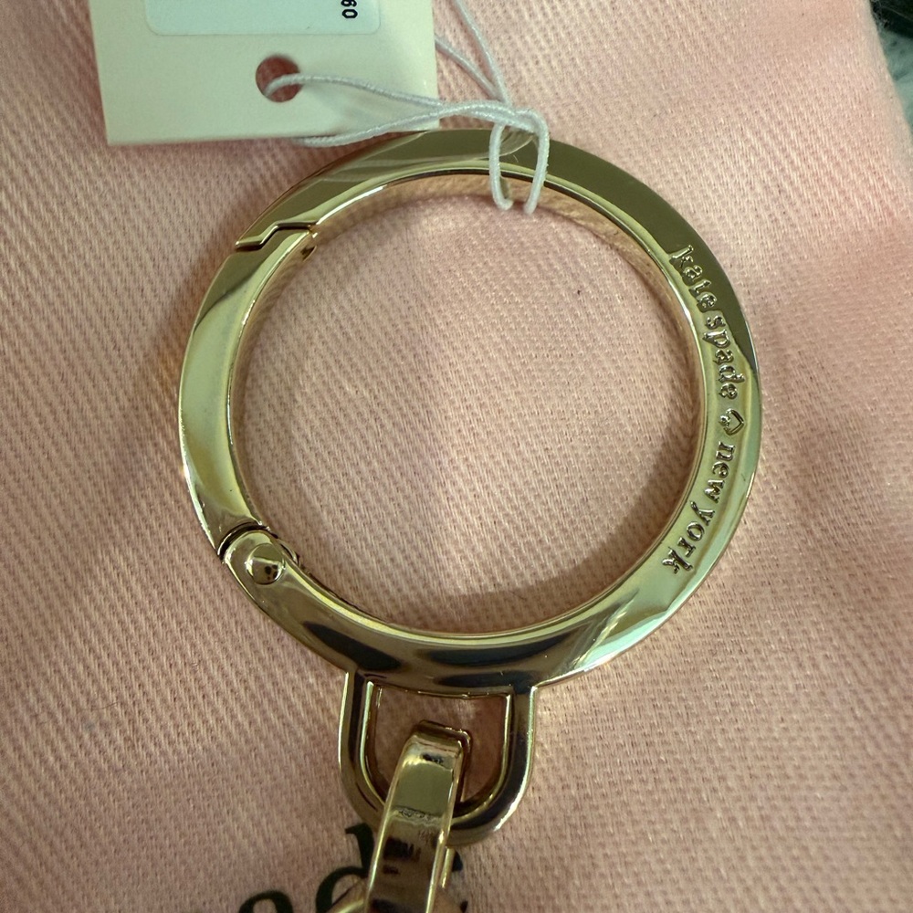 NWT Kate Spade Gold Ring Keychain with Clip - Picture 2 of 4